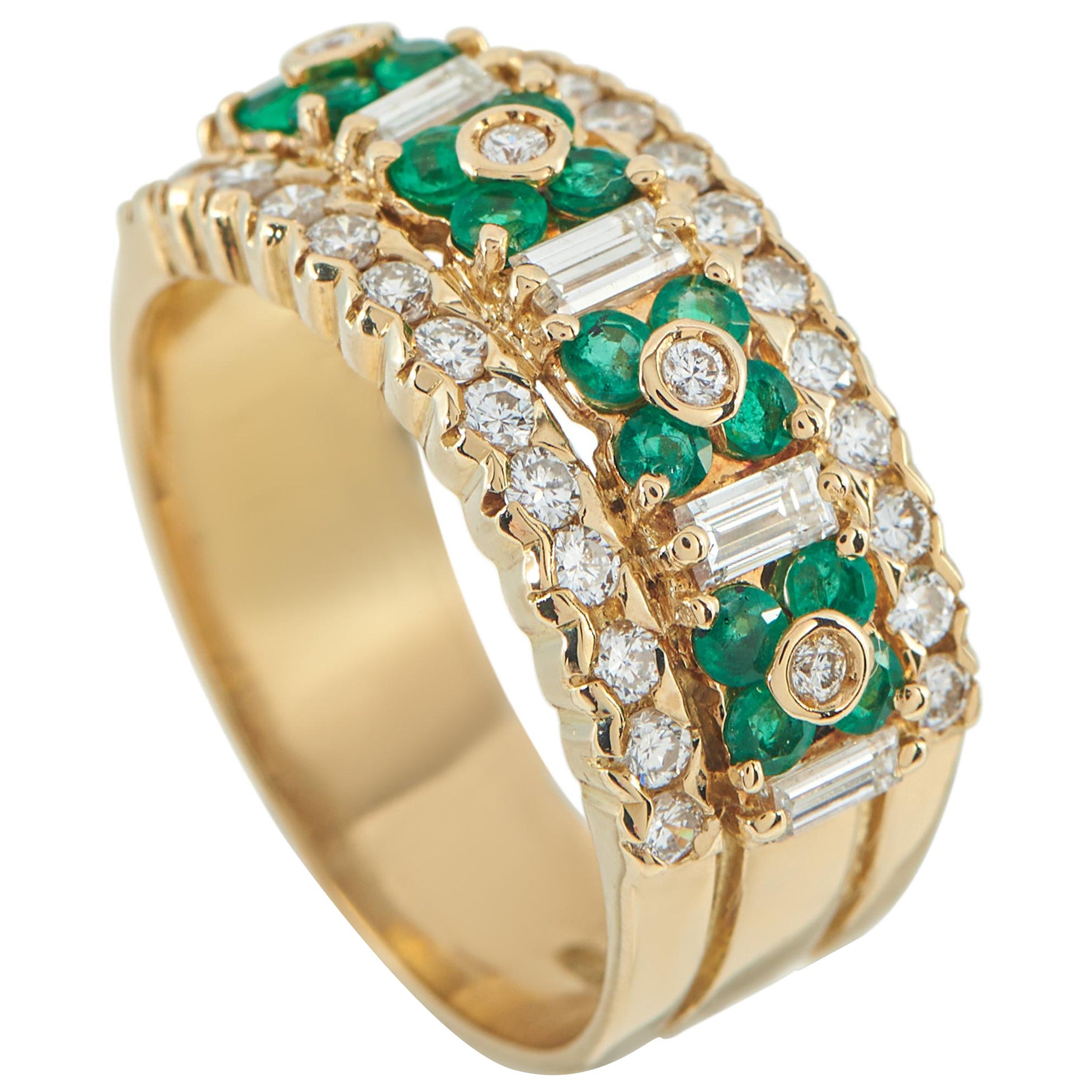 18K Gelbgold 0,55ct Diamant und Smaragd Ring MF20-110625