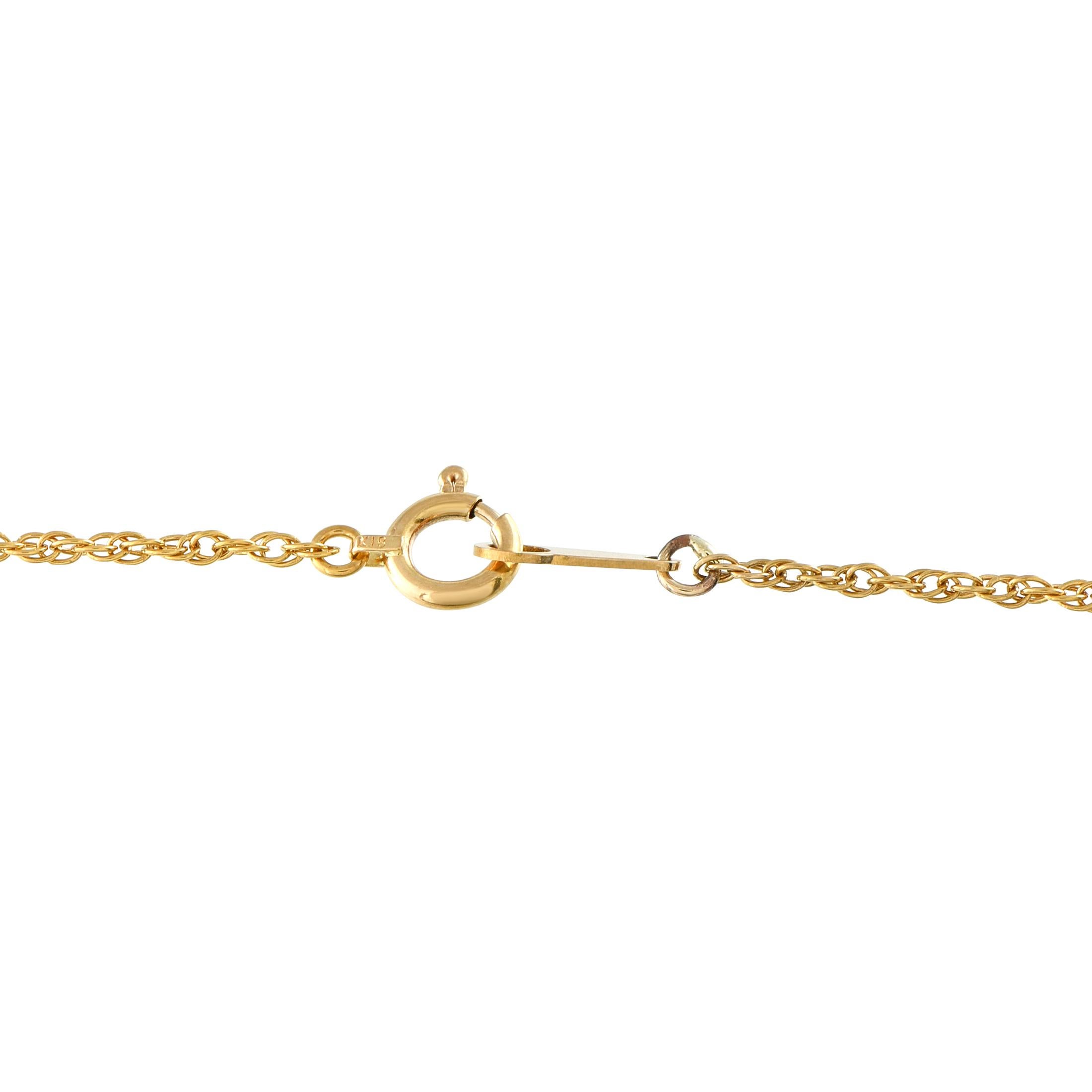 Halskette aus 18 Karat Gelbgold mit 0,55 Karat Diamant und Rubin (Rundschliff) im Angebot