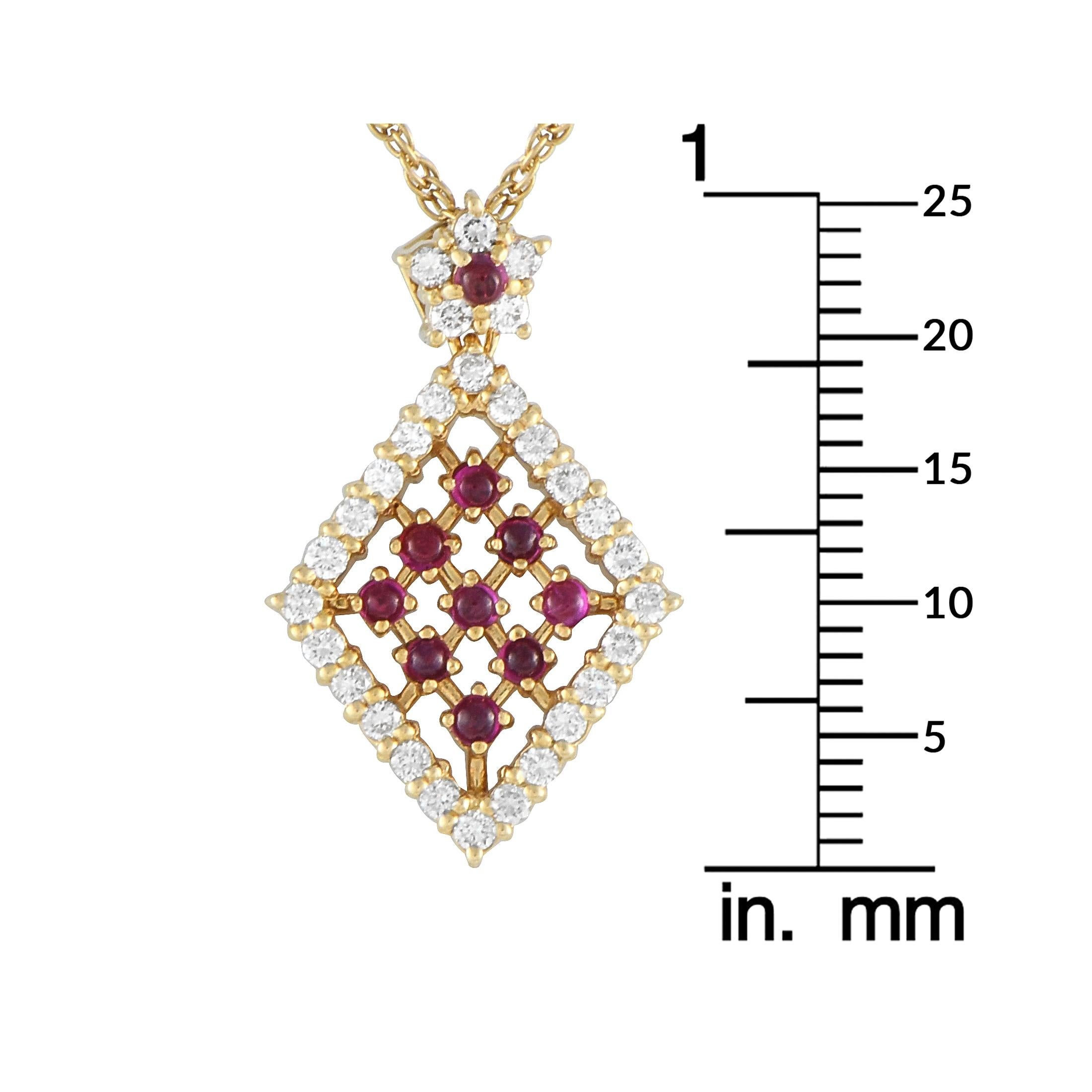 Halskette aus 18 Karat Gelbgold mit 0,55 Karat Diamant und Rubin im Zustand „Hervorragend“ im Angebot in Southampton, PA