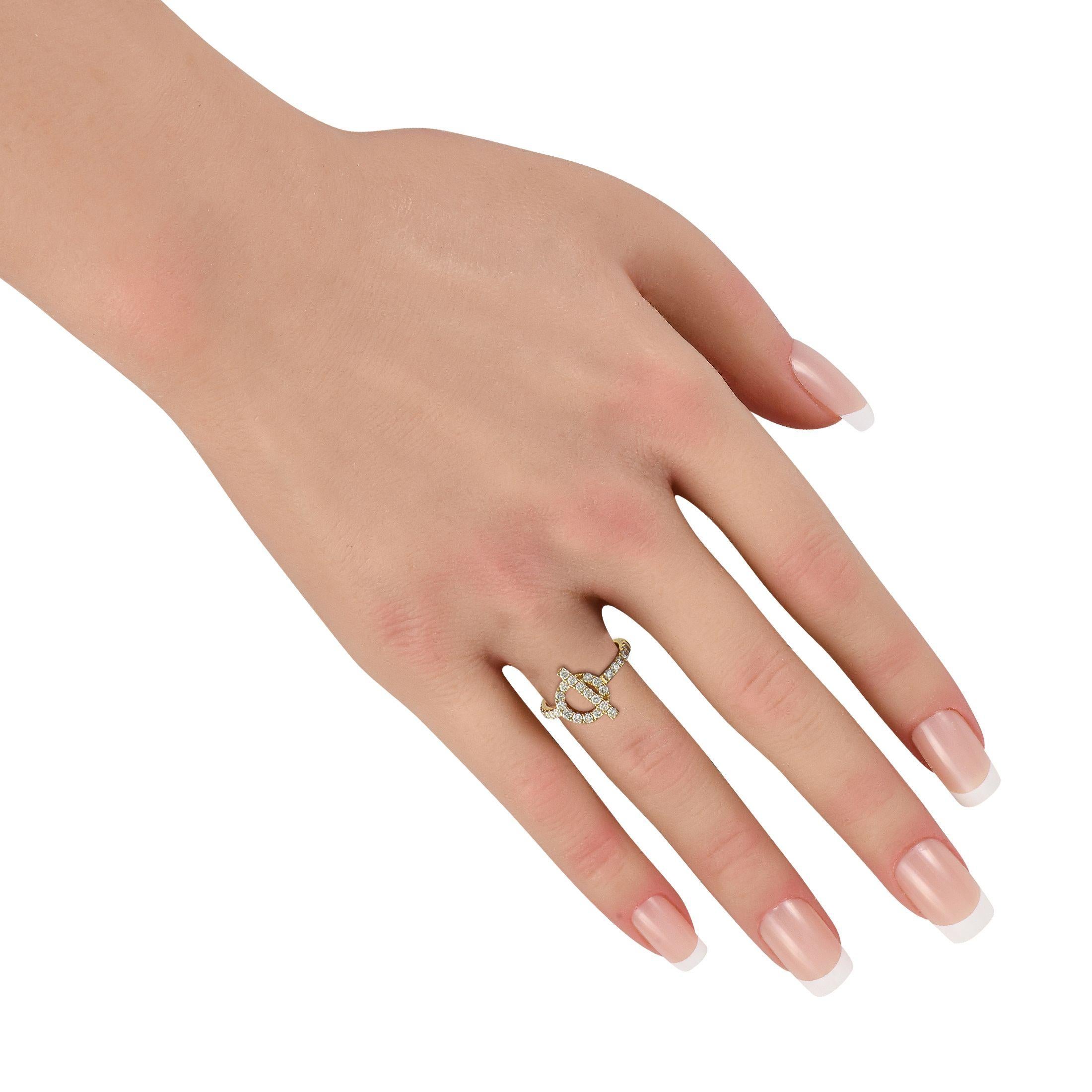 Taille ronde Bague en or jaune 18K avec diamant de 0,55ct en vente