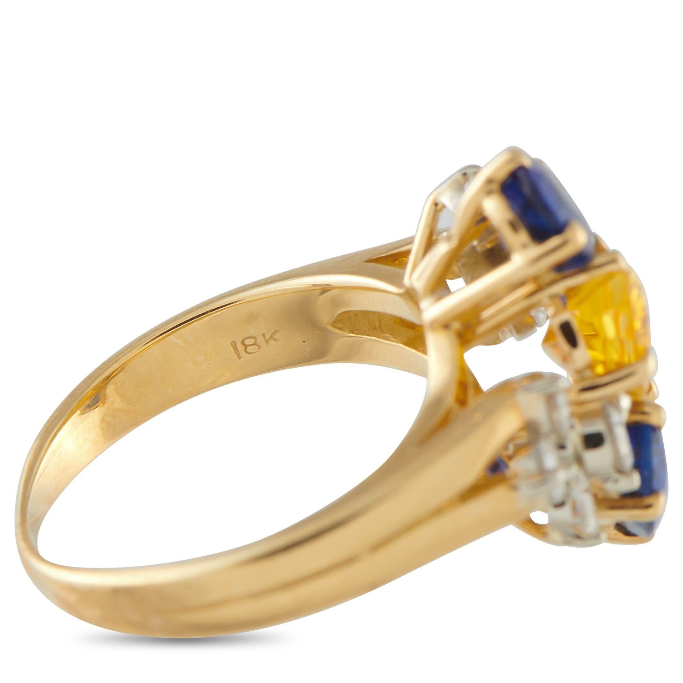 Bague en or jaune 18K avec diamant et saphir de 0,56ct MF08-071825 Excellent état - En vente à Southampton, PA