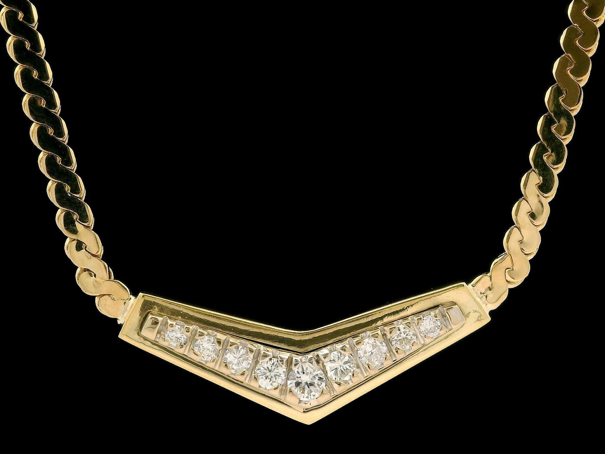 18k Yellow Gold 0.56ctw Diamond V Chevron Flat 
