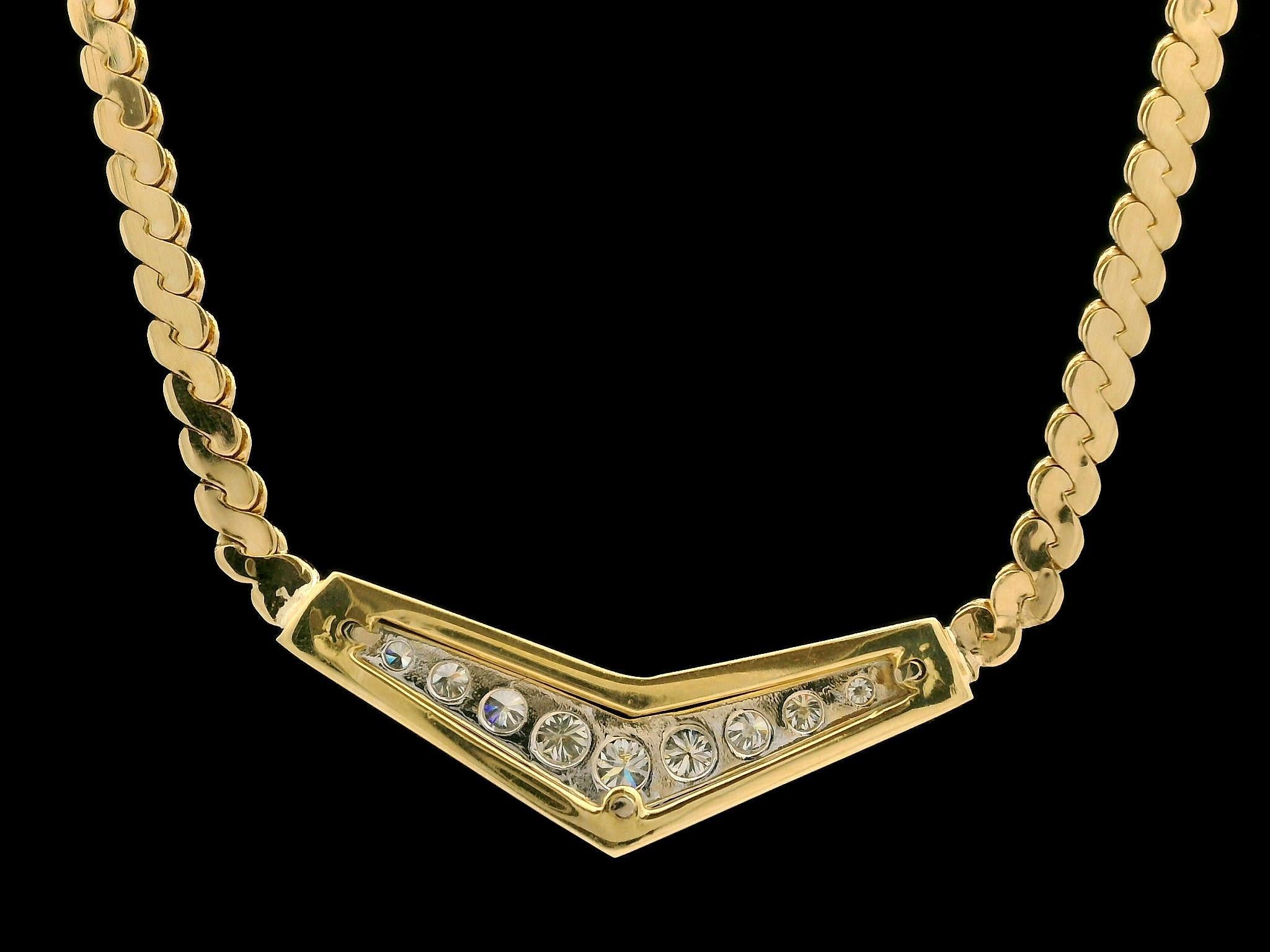 Women's 18k Yellow Gold 0.56ctw Diamond V Chevron Flat 