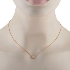 18K Yellow Gold 0.60 ct Princess-Cut Diamond Solitaire Necklace ANK-20677-Y