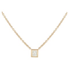 18K Yellow Gold 0.60 ct Princess-Cut Diamond Solitaire Necklace ANK-20677-Y