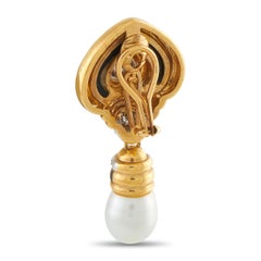 Ohrringe aus 18 Karat Gelbgold mit Diamanten (0,60 Karat) und Perlen, Modell MF18-070126