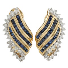 18K Yellow Gold 0.60ct Diamond and Sapphire Clip-On Earrings MF01-102125