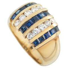 18K Yellow Gold 0.60ct Diamond and Sapphire Ring MF07-011626