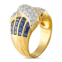 18K Yellow Gold 0.61ct Diamond and Sapphire Ring MF40-062526
