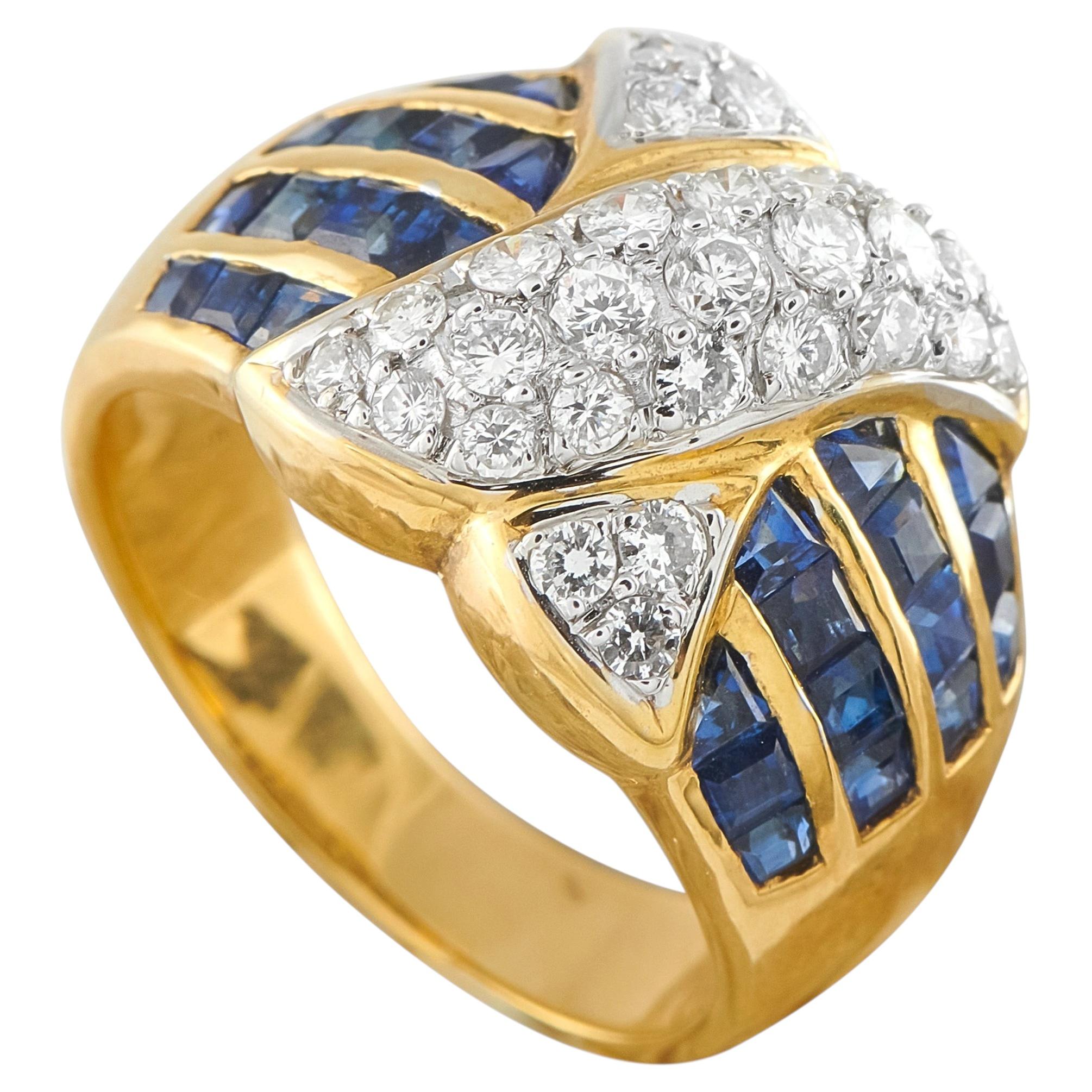 18K Yellow Gold 0.61ct Diamond and Sapphire Ring MF40-062526