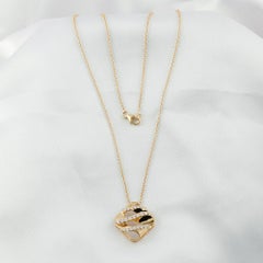 18K Yellow Gold 0.61ct Natural Diamond Sculptural Pendant Necklace, Wedding Gift