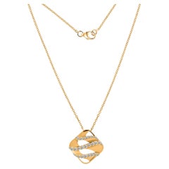 18K Yellow Gold 0.61ct Natural Diamond Sculptural Pendant Necklace, Wedding Gift