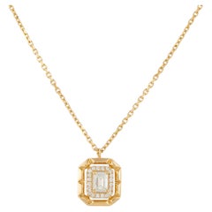 18K Gelbgold 0,62ct Diamant-Anhänger Halskette ANK-19783-Y