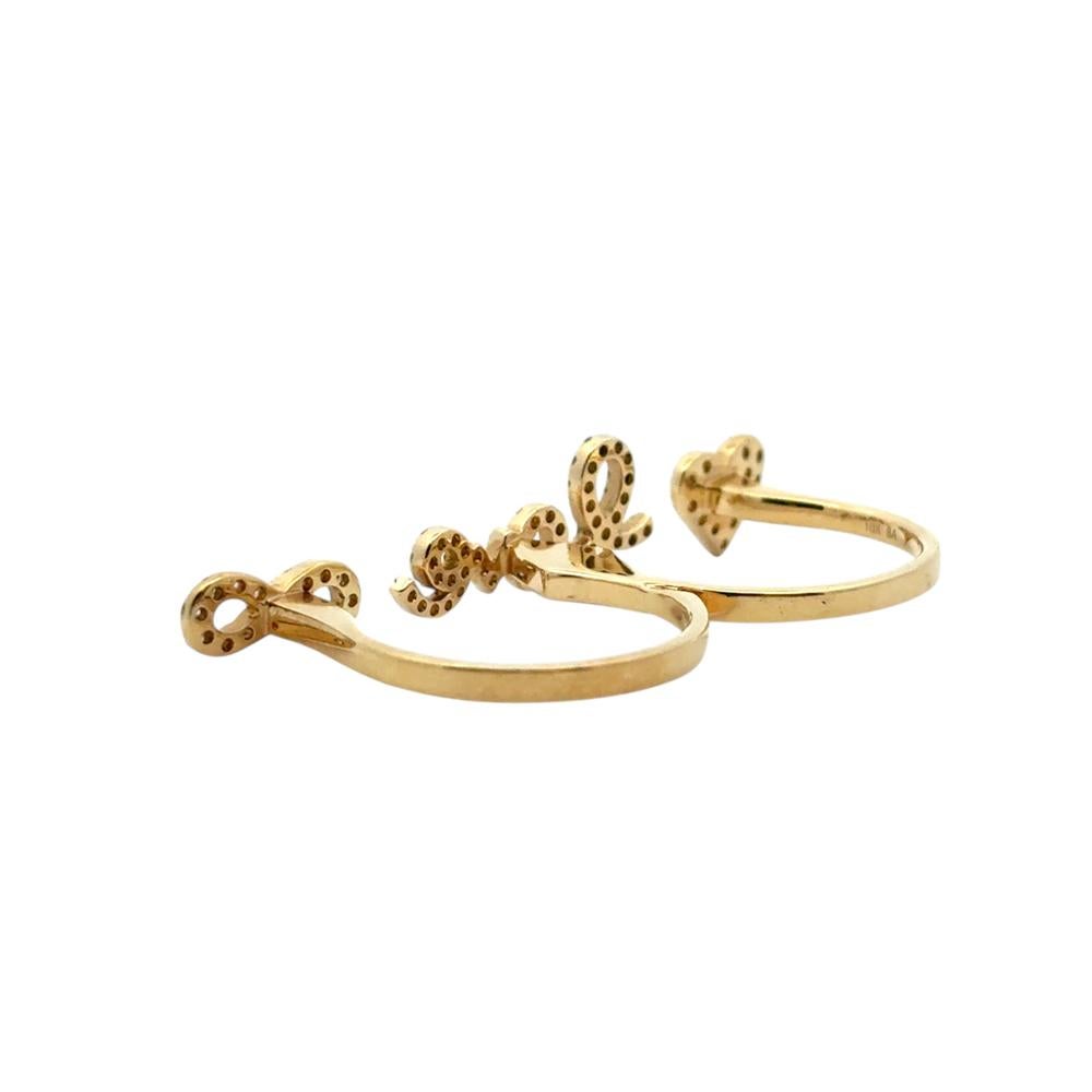 18k Yellow Gold 0.62ctw Diamond Heart Love and Infinity Double Finger Ring For Sale 4