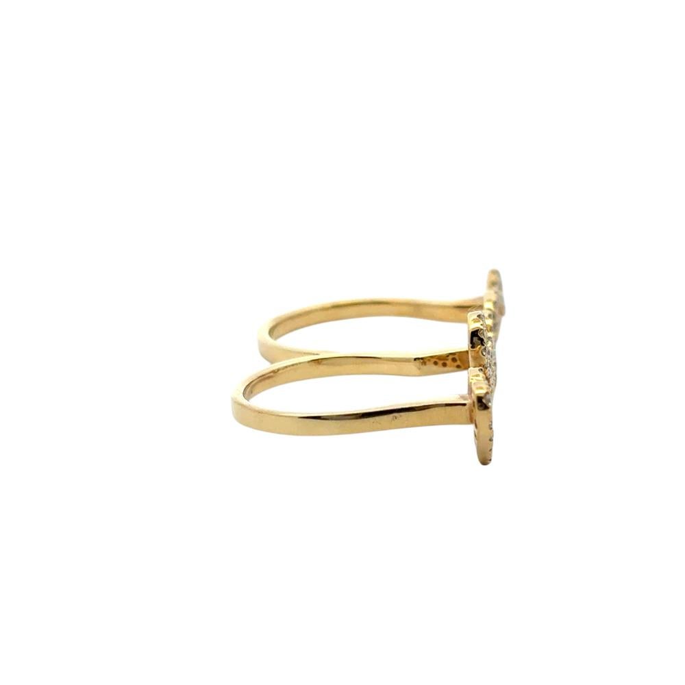 18k Yellow Gold 0.62ctw Diamond Heart Love and Infinity Double Finger Ring For Sale 8