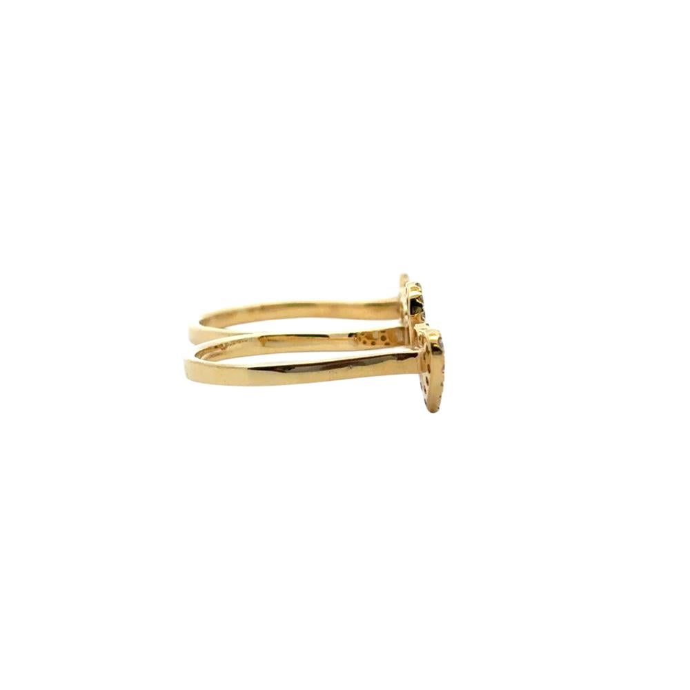 Women's 18k Yellow Gold 0.62ctw Diamond Heart Love and Infinity Double Finger Ring For Sale