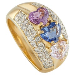 18K Yellow Gold 0.64ct Diamond and Sapphire Ring