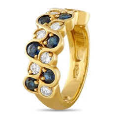 18K Yellow Gold 0.64ct Diamond and Sapphire Ring MF18-062426