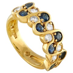 18K Yellow Gold 0.64ct Diamond and Sapphire Ring MF18-062426
