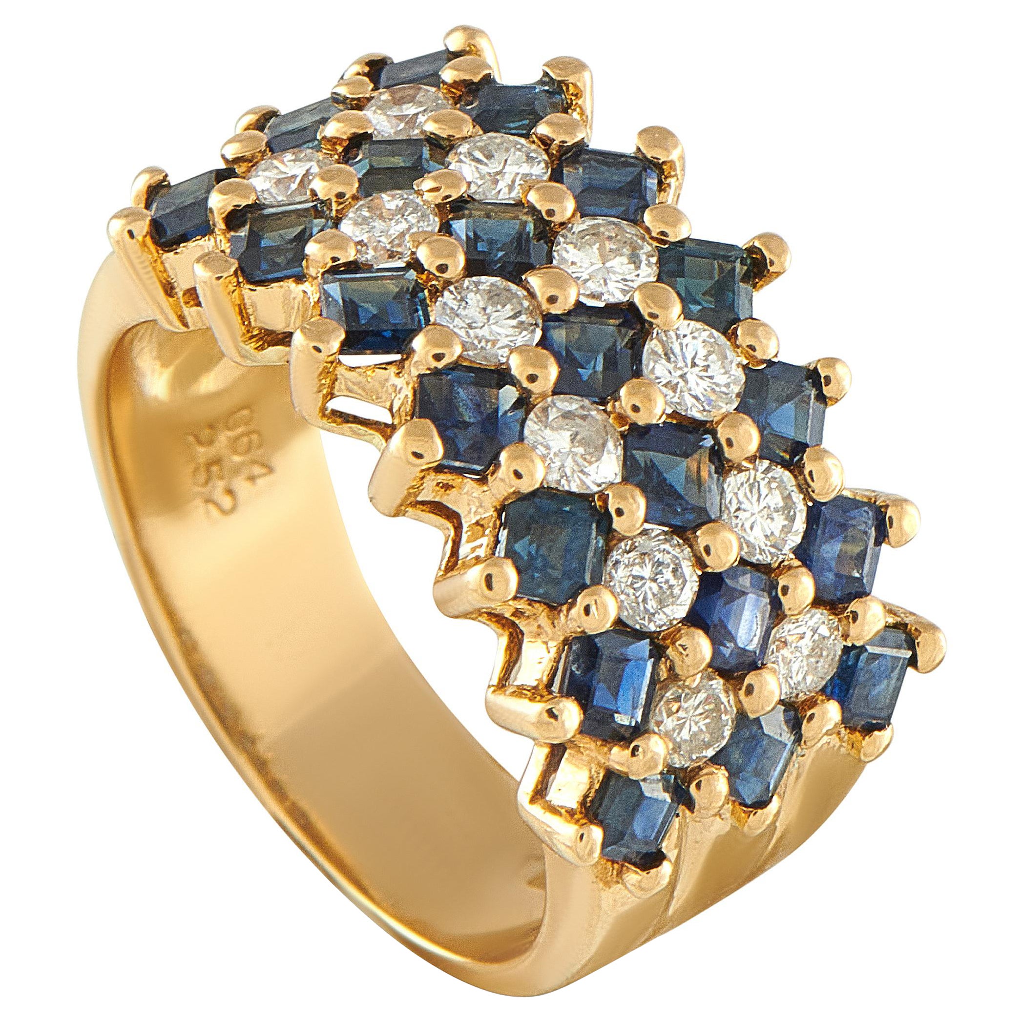 18K Yellow Gold 0.64ct Diamond and Sapphire Ring MF22-101625