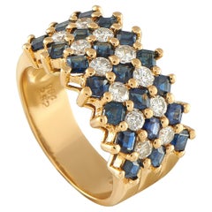 18K Yellow Gold 0.64ct Diamond and Sapphire Ring MF22-101625