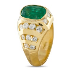 18K Gelbgold 0,66ct Diamant und Smaragd Ring MF16-030226