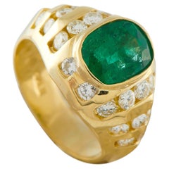 18K Gelbgold 0,66ct Diamant und Smaragd Ring MF16-030226
