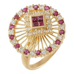 18K Yellow Gold 0.70ct Diamond and Ruby Ring