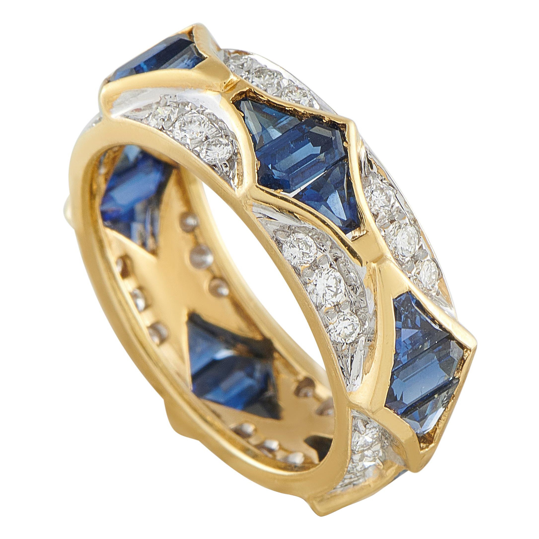 18K Gelbgold 0,70ct Diamant und Saphir Ring MF08-121525