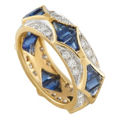 Anello in oro giallo 18 carati con diamanti e zaffiri da 0,70 carati MF08-121525