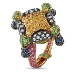 18K Yellow Gold 0.70ct Diamond and Sapphire Ring MF31-031726