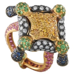 18K Yellow Gold 0.70ct Diamond and Sapphire Ring MF31-031726