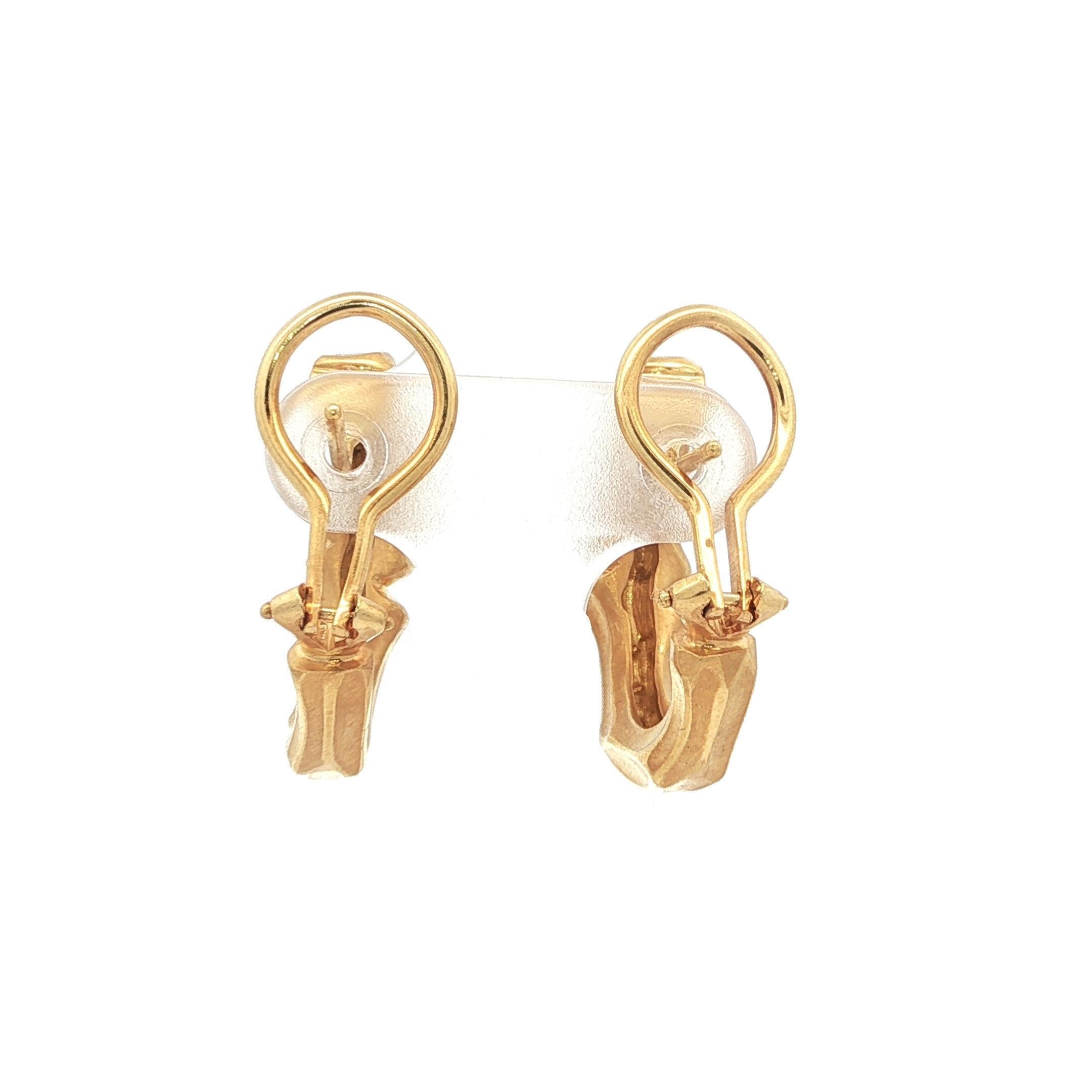 Boucles d'oreilles en or jaune 18k 0.70ctw Pave Diamond Bamboo Fancy Well Made en vente 1