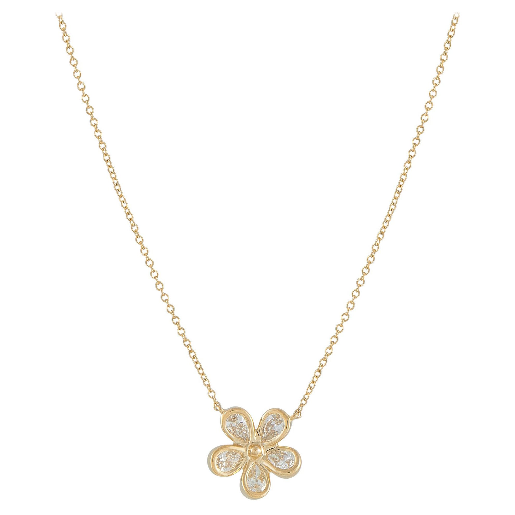 18K Yellow Gold 0.75ct Diamond Flower Necklace ANK-19121-1-Y