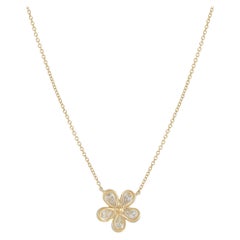 18K Yellow Gold 0.75ct Diamond Flower Necklace ANK-19121-1-Y