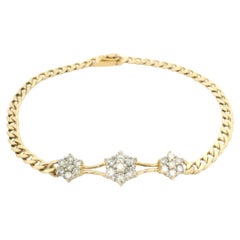 Bracciale A Link in oro giallo 18k con 3 cluster di diamanti da 0,75 carati al centro