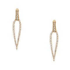 18k Yellow Gold 0.79ct Round Brilliant Natural Diamond Dangle Earrings