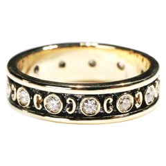18 Karat Yellow Gold 0.80 Carat Round Cut Diamond Full Band Ring US Size 7