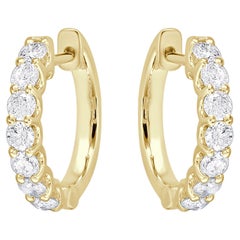 Boucles d'oreilles en or jaune 18 carats avec diamants de 0,80 carat pour elle