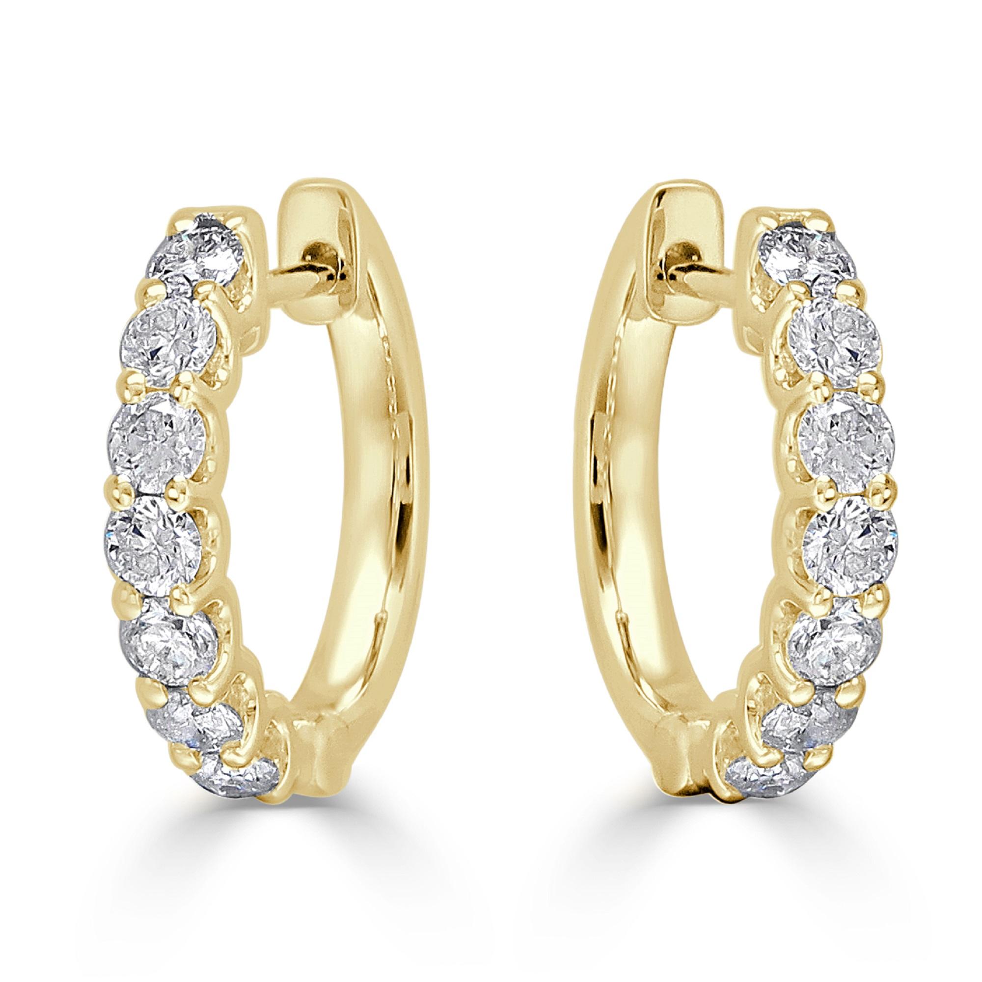 Baguette Cut 18K Yellow Gold 0.80ct Diamond Earrings for Her For Sale