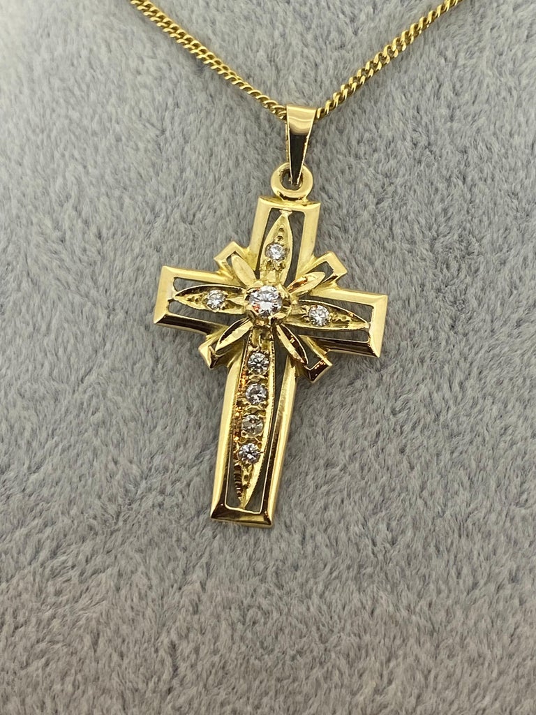 Pendentif Croix En Or Blanc Et Jaune 18K 750 - Fabriqué En Italie, Neuf Avec étiquettes