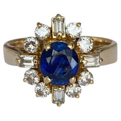 18K Yellow Gold 0.84 ct Sapphire and 0.52 crt Diamond Ring