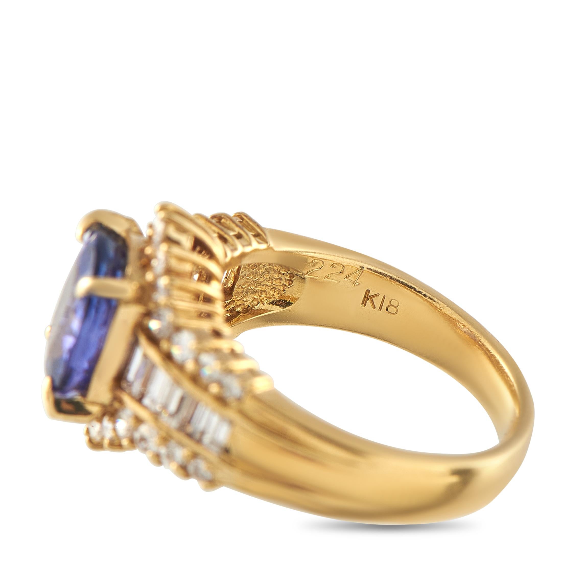 Bague en or jaune 18K avec diamant et tanzanite de 0,85ct Excellent état - En vente à Southampton, PA