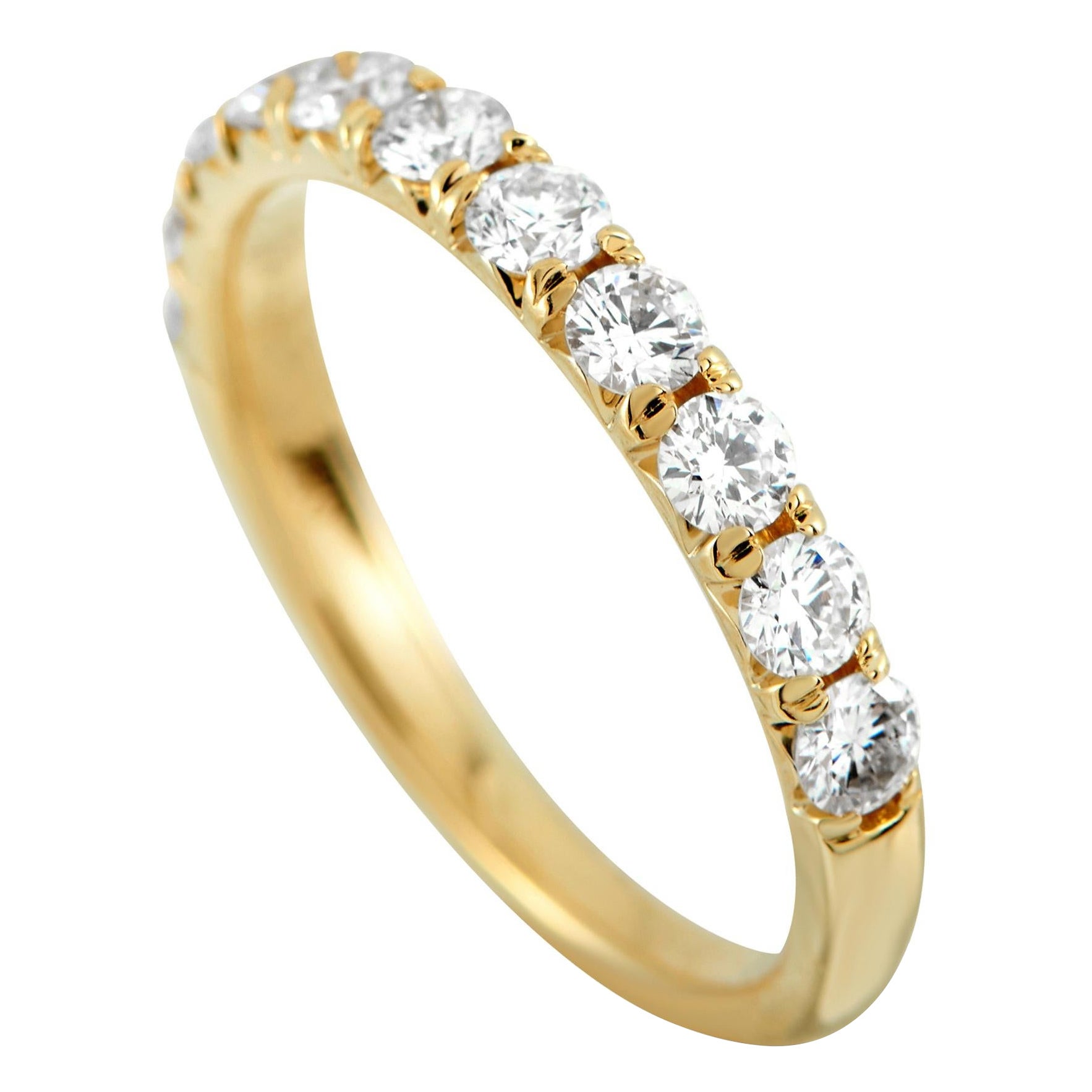 Bague demi-éternité en or jaune 18K sertie d
un diamant de 0,86 ct MF08-111925