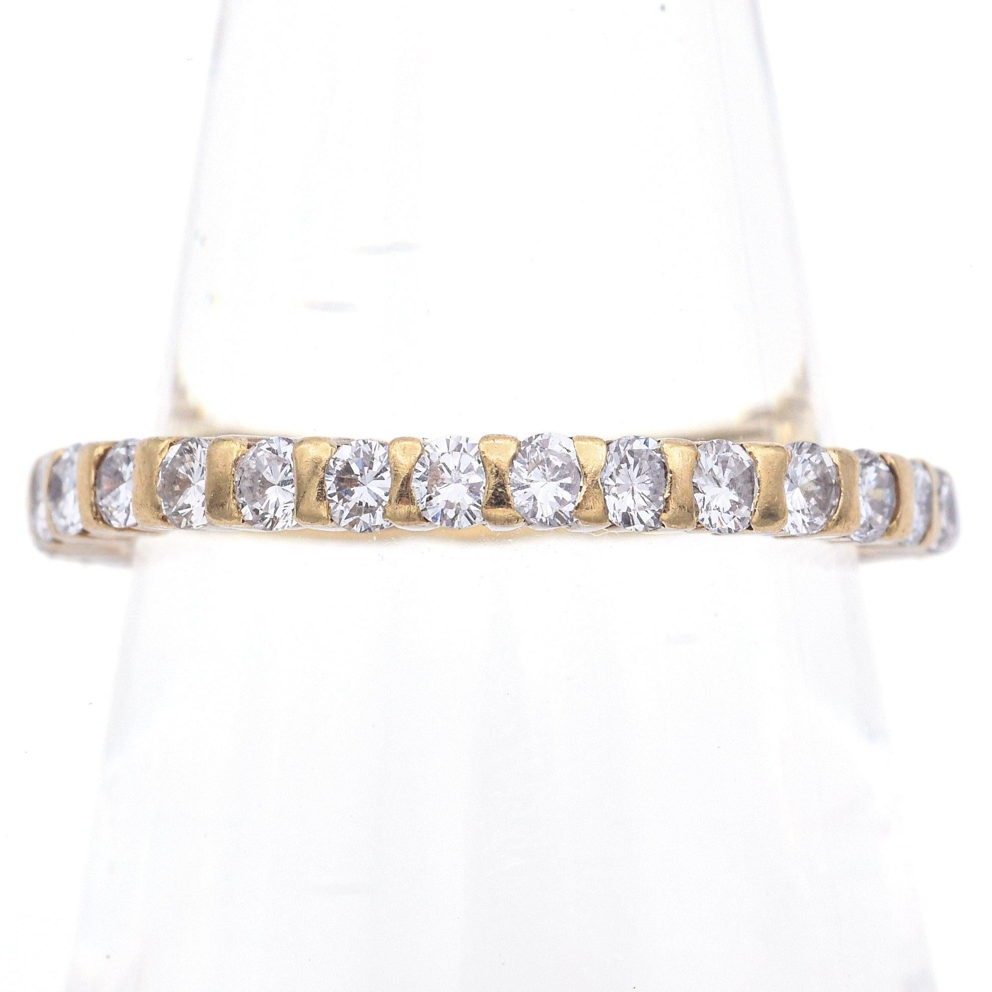 De las mujeres Alianza de oro amarillo de 18 quilates con diamantes de 0,87 tcw en venta