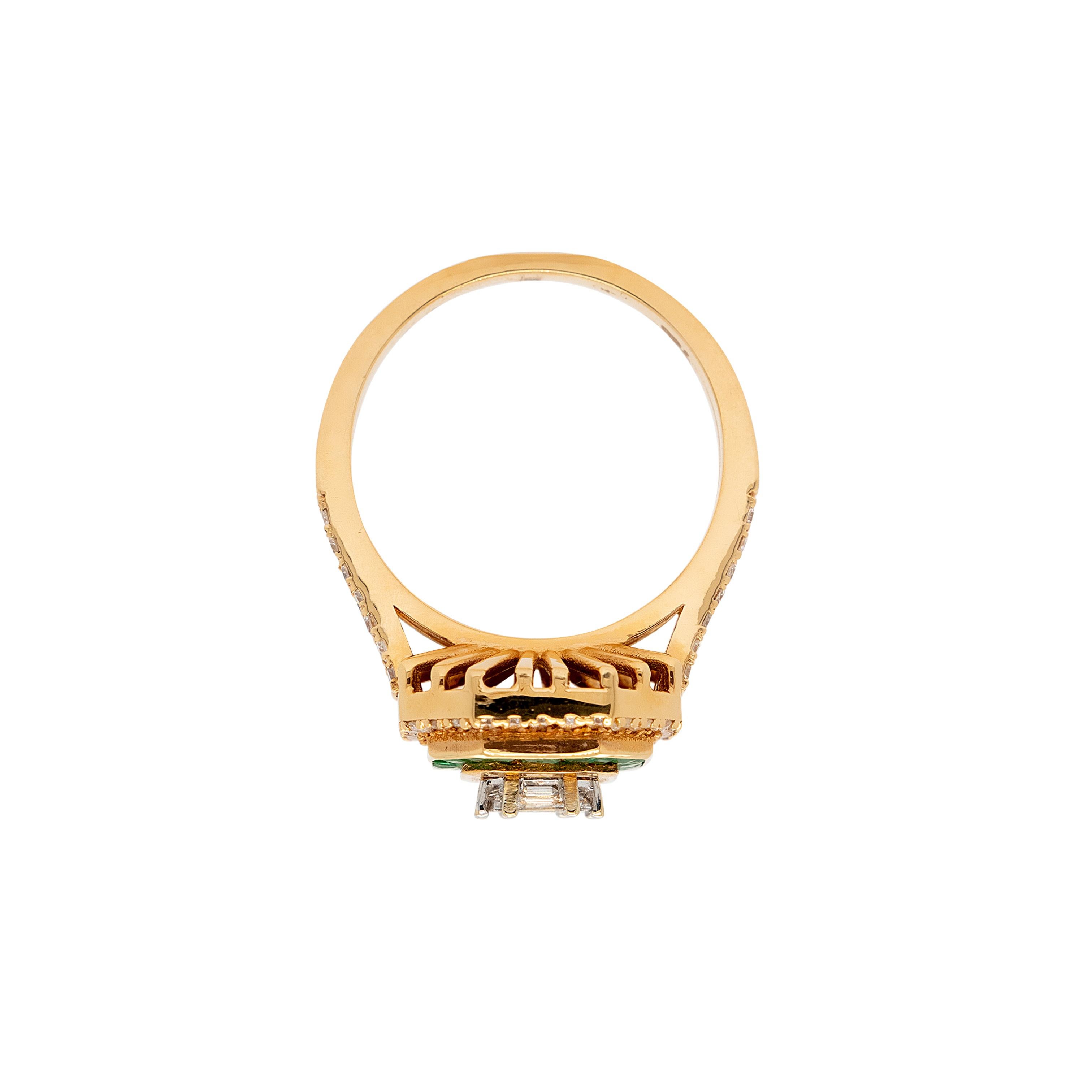 Or jaune 18 carats, diamant 0,91 carat et émeraude 0,55 carat en vente 5