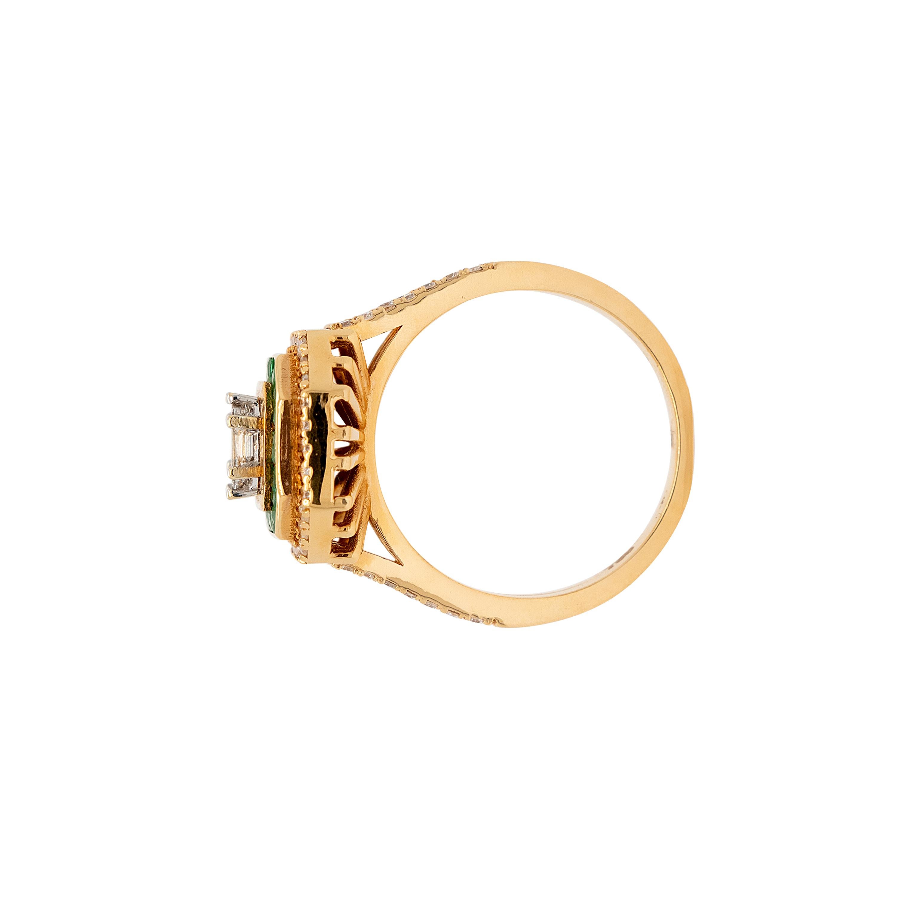 Or jaune 18 carats, diamant 0,91 carat et émeraude 0,55 carat en vente 6