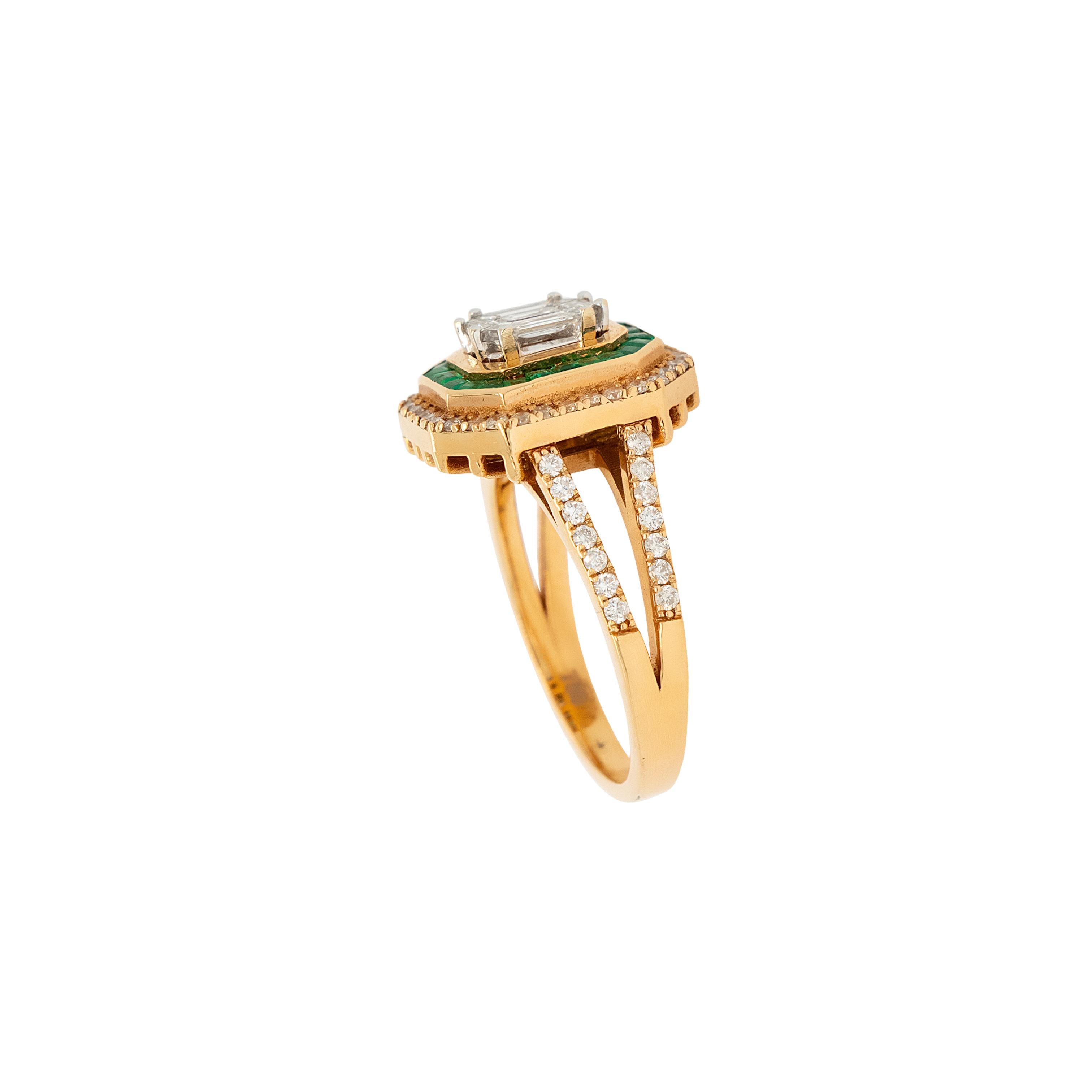 Or jaune 18 carats, diamant 0,91 carat et émeraude 0,55 carat en vente 11