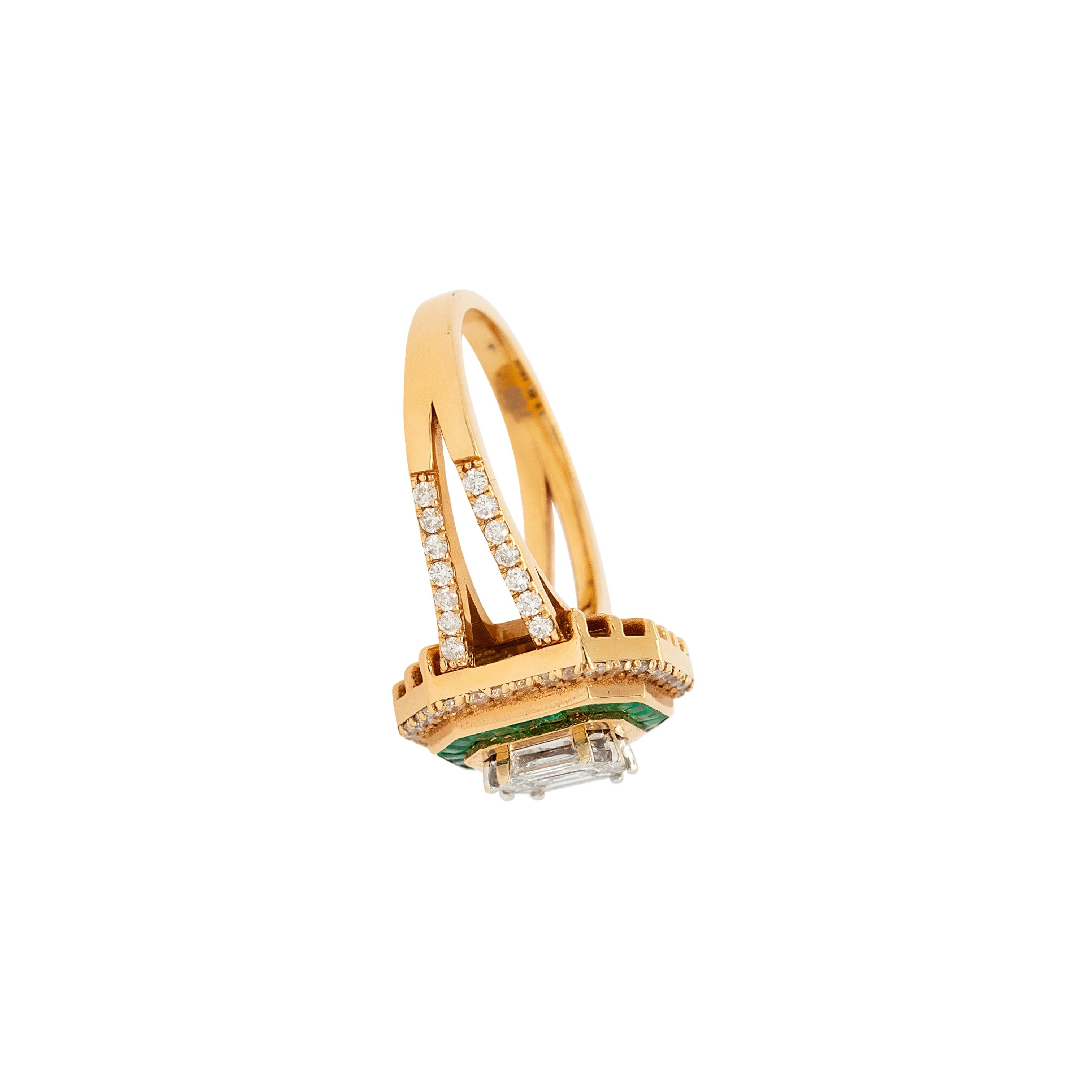 Or jaune 18 carats, diamant 0,91 carat et émeraude 0,55 carat en vente 12