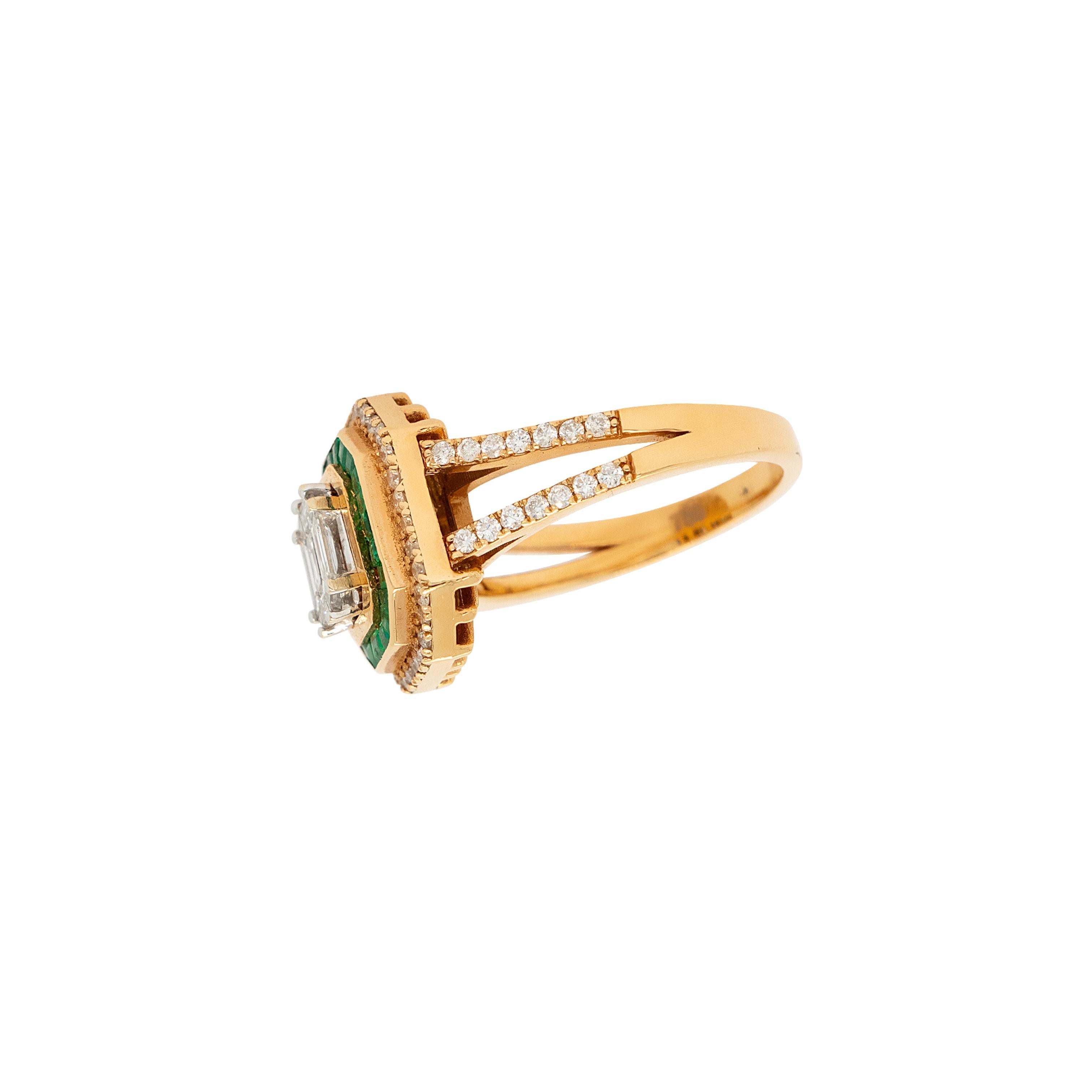 Or jaune 18 carats, diamant 0,91 carat et émeraude 0,55 carat en vente 1